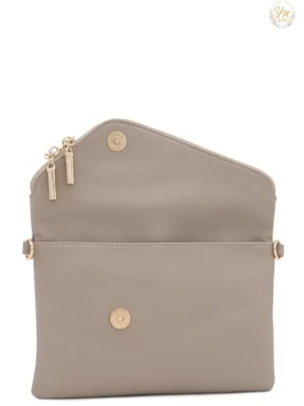 Envelope Wristlet Clutch Crossbody Bag with Chain Strap Faux Leather Gold
